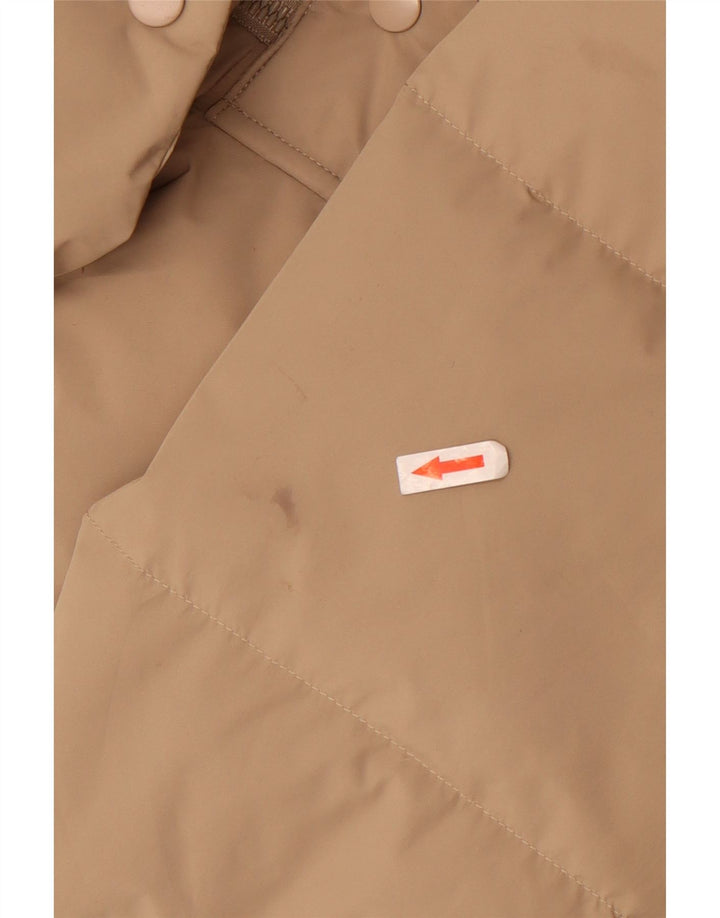 Massimo Dutti Womens Hooded Oversized Padded Jacket UK 6 XS Beige Polyester