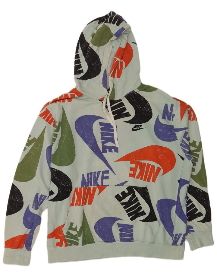 Nike Mens Graphic Hoodie Jumper XL Blue Cotton