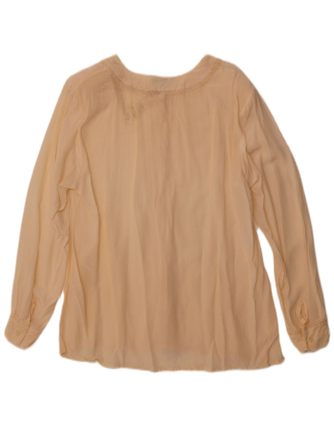 VINTAGE Womens See Through Shirt Blouse UK 14 Medium Beige Silk