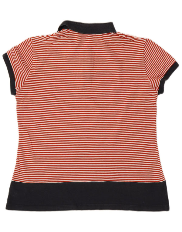 LACOSTE Womens Polo Shirt Size 42 Large Red Striped Cotton