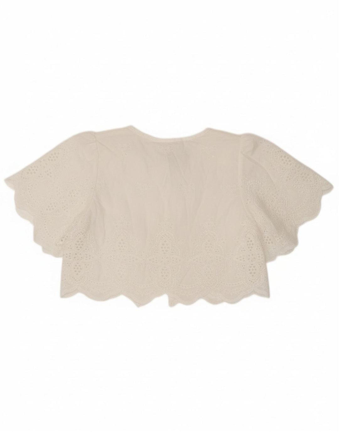 SHEIN Womens Front Tie Bolero Top US 8/10 Large White Floral Polyester