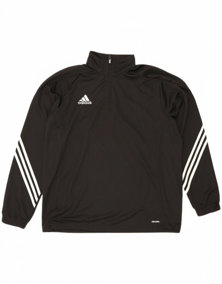 Adidas Mens Climalite Zip Neck Pullover Tracksuit Top XL Black Polyester