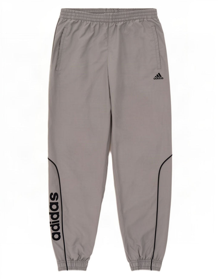 Adidas Mens Graphic Tracksuit Trousers Joggers Medium Grey Polyester