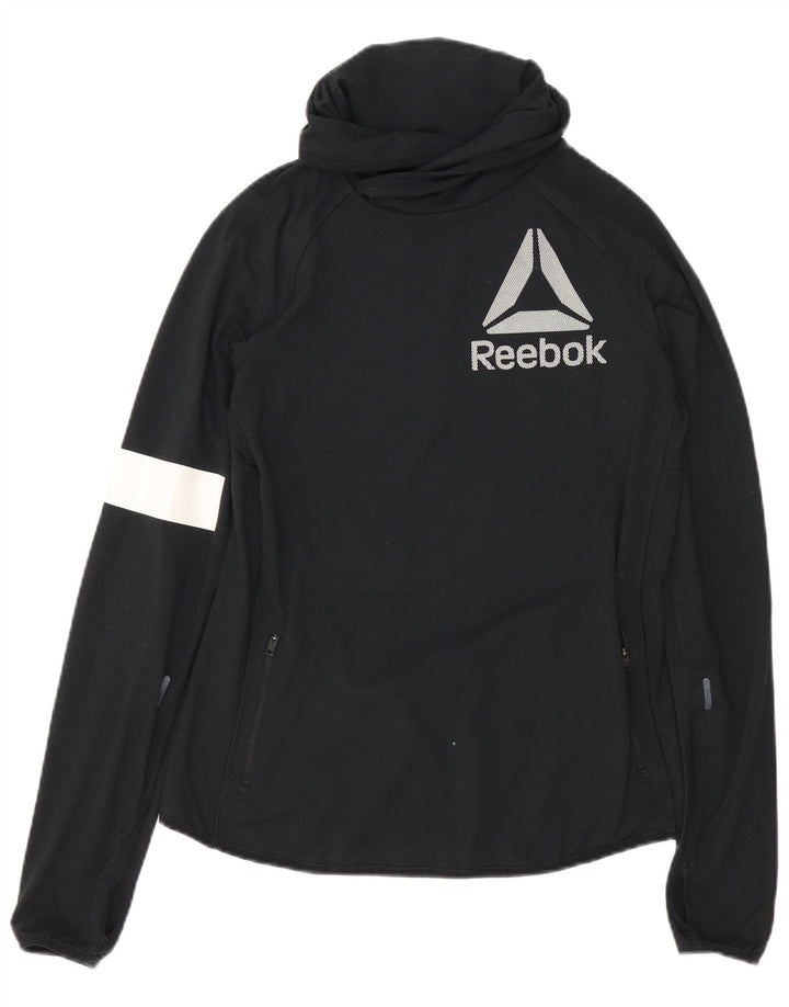 Reebok Womens Tracksuit Top Jacket UK 12/14 Medium Black Colourblock