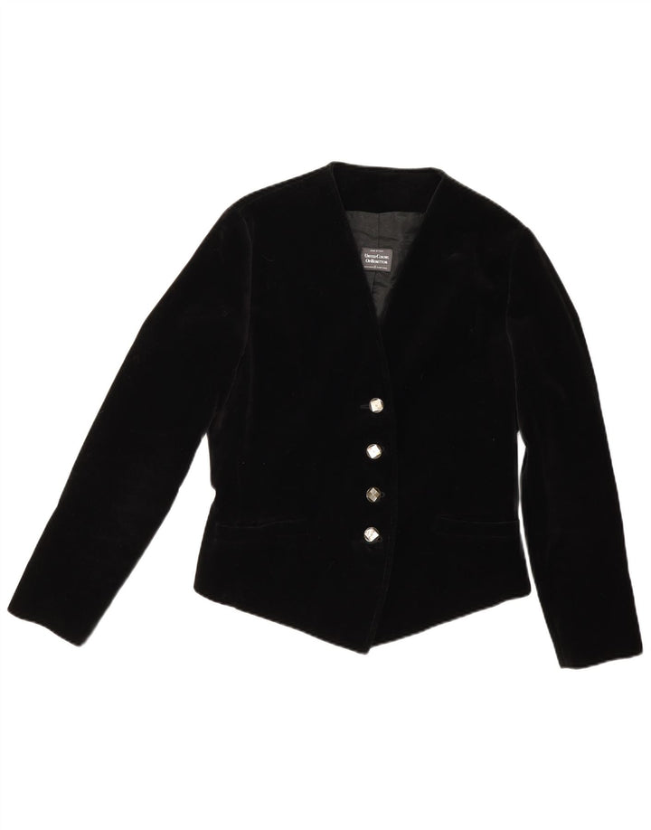 Benetton Womens 4 Button Velvet Blazer Jacket IT 44 Medium Black
