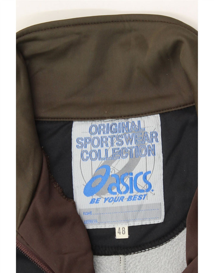 ASICS Mens Vintage Tracksuit Top Jacket IT 48 Medium Green Colourblock