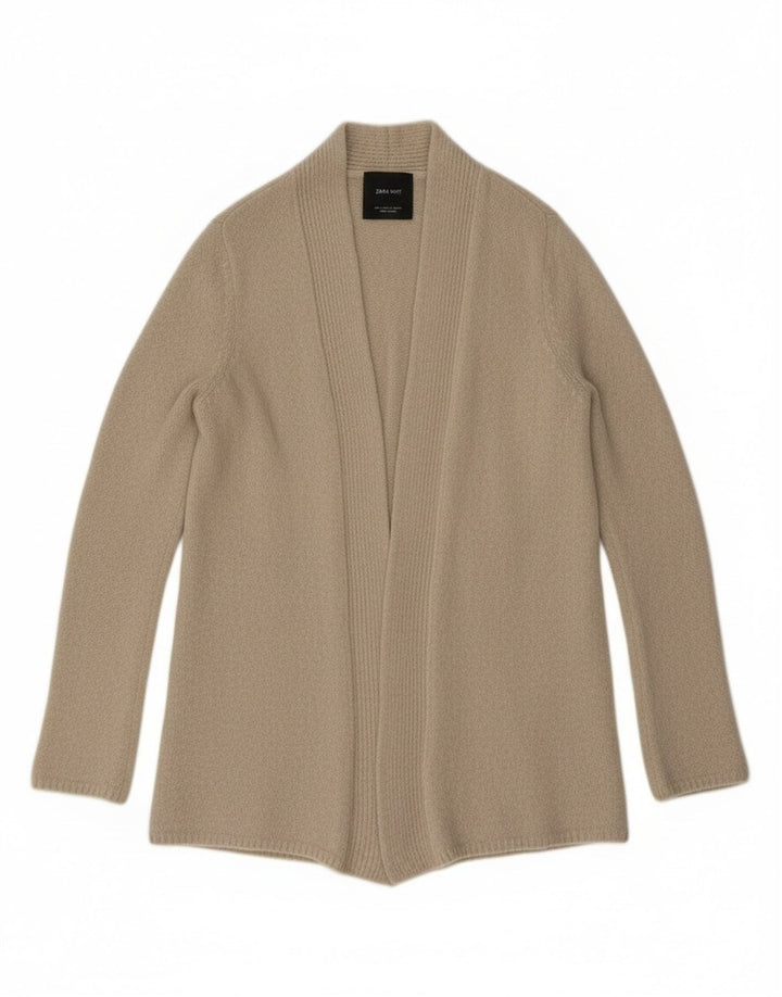 Zara Womens Open Cardigan Sweater UK 10 Small Beige