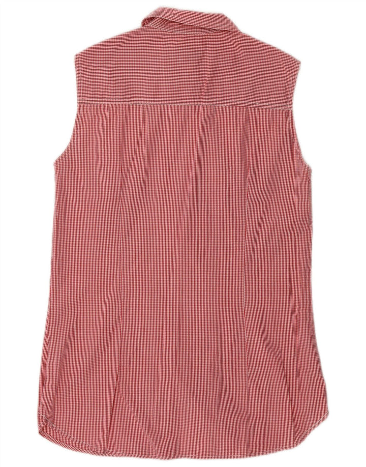 CONTE OF FLORENCE Womens Sleeveless Shirt UK 14 Large Red Gingham Vintage Conte of Florence and Second-Hand Conte of Florence from Messina Hembry 
