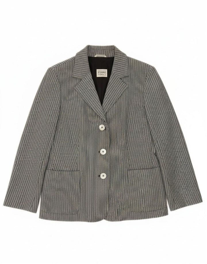 GIANFRANCO FERRE Womens 3 Button Blazer Jacket UK 18 XL Grey Striped