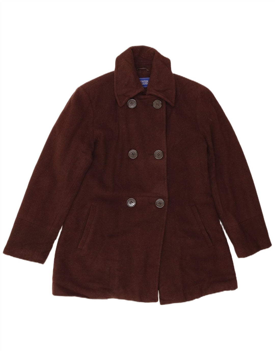 LONDON FOG Womens Pea Coat UK 14 Medium Brown Wool