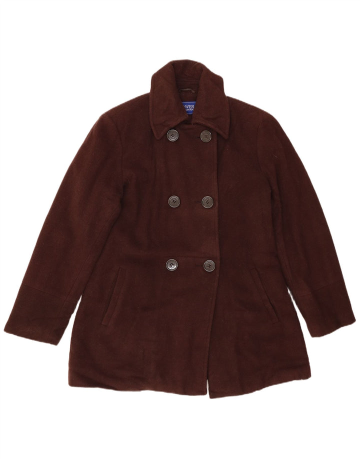 LONDON FOG Womens Pea Coat UK 14 Medium Brown Wool