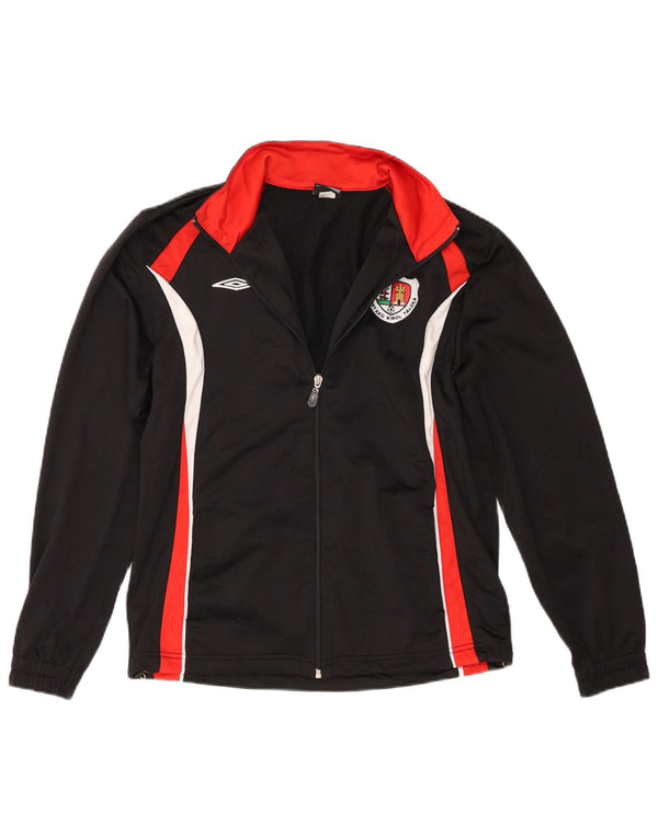 Umbro Boys Tracksuit Top Jacket 13-14 Years XL Black Colourblock Polyester