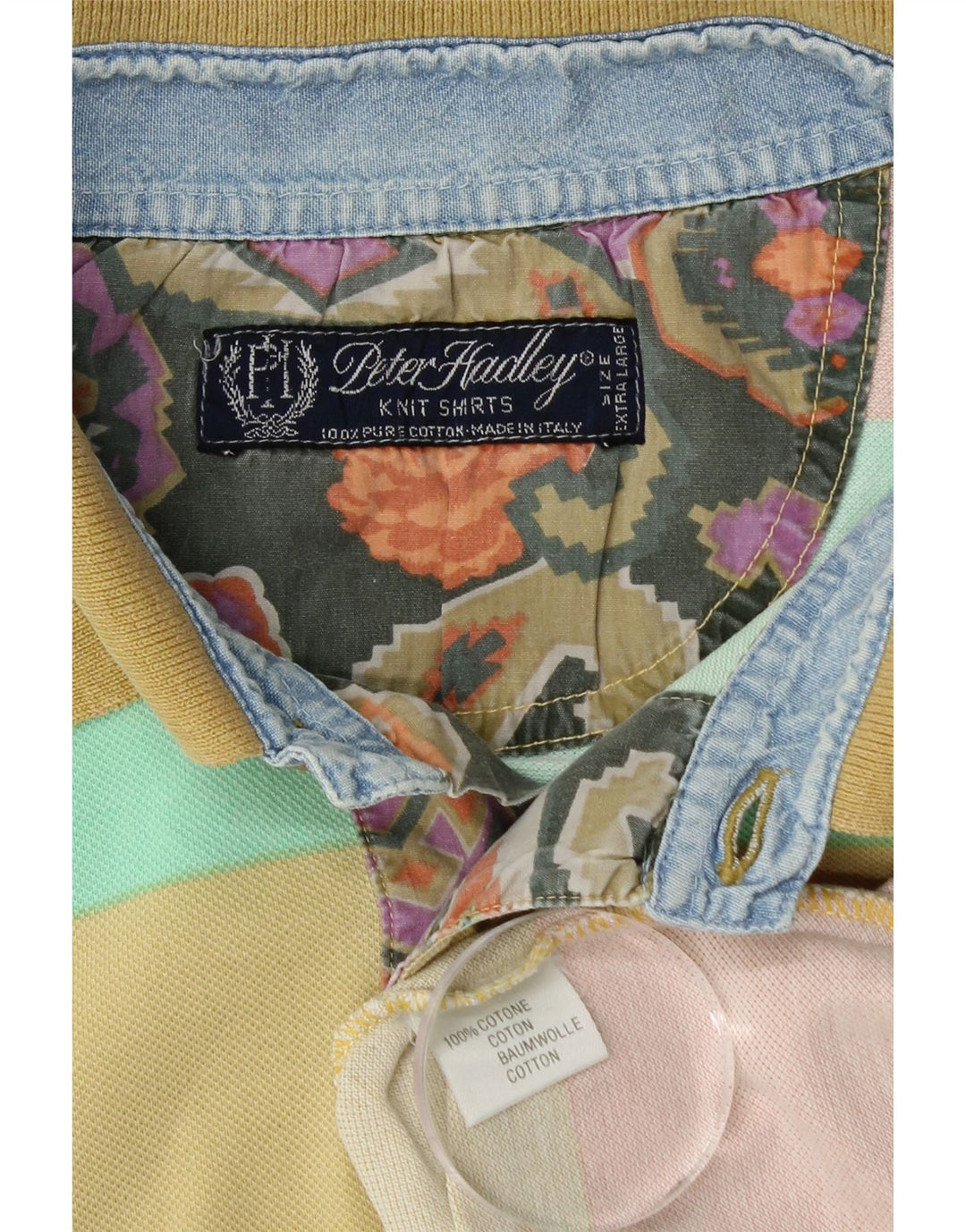 PETER HADLEY Mens Polo Shirt XL Multicoloured Striped Cotton