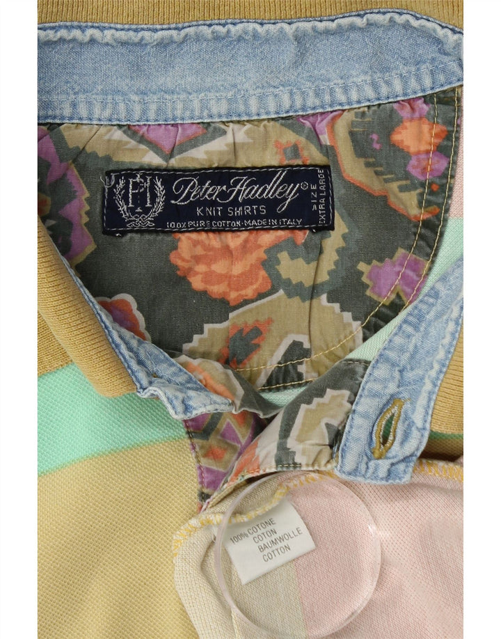 PETER HADLEY Mens Polo Shirt XL Multicoloured Striped Cotton