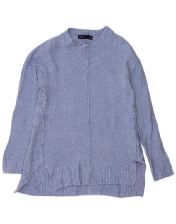 Marks & Spencer Womens Longline Crew Neck Jumper Sweater UK 10 Small Blue