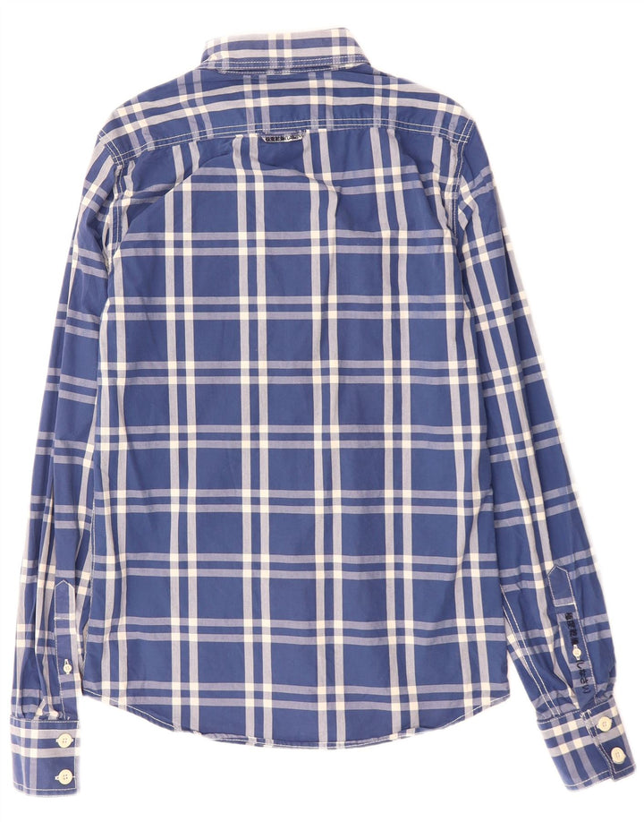 SUPERDRY Mens Shirt Medium Blue Plaid Cotton