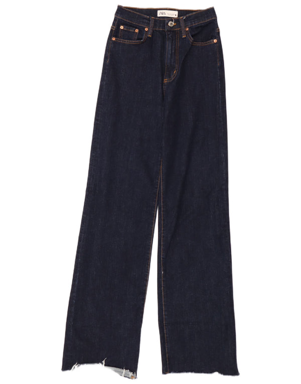 Zara Womens Wide Leg Jeans EU 34 2XS W24 L34 Navy Blue Cotton