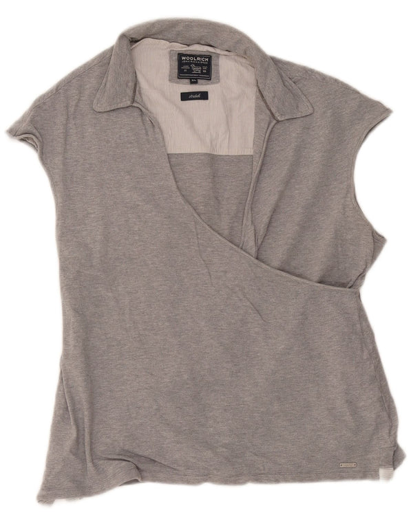 Woolrich Womens Sleeveless Polo Shirt UK 18 XL Grey Cotton