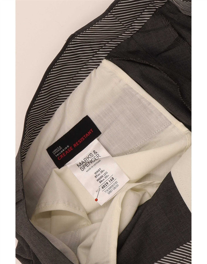 Marks & Spencer Mens Straight Suit Trousers W38 L31 Grey Polyester