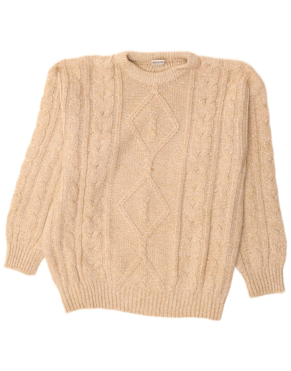 Vintage Mens Boat Neck Jumper Sweater UK 38/40 Medium Beige Polyacrylic