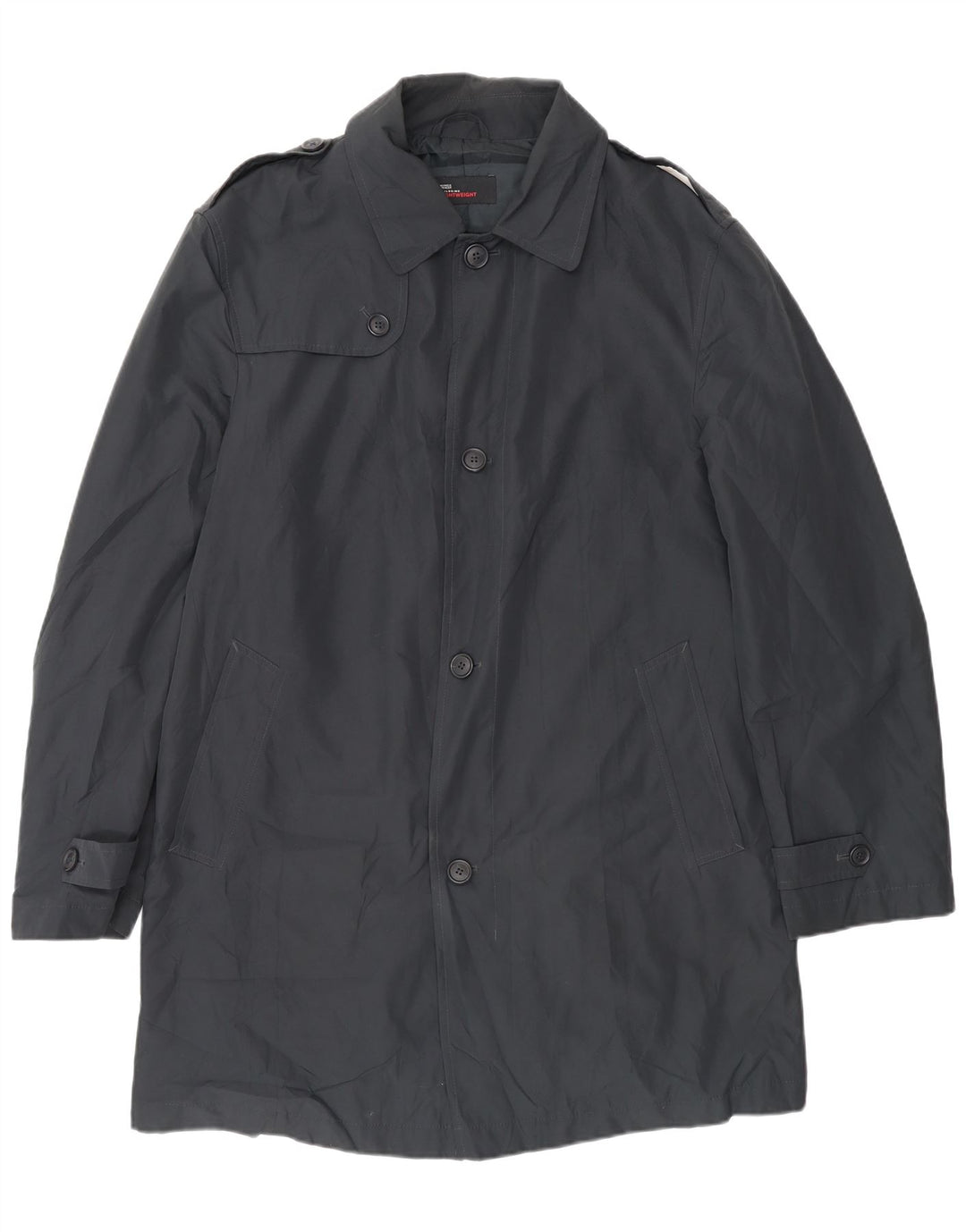 Marks & Spencer Mens Trench Coat UK 38/40 Medium Black Polyester