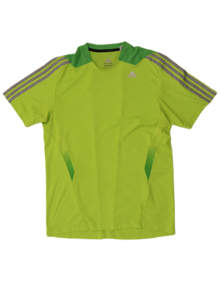 Adidas Mens Climacool T-Shirt Top Medium Green Colourblock Polyester