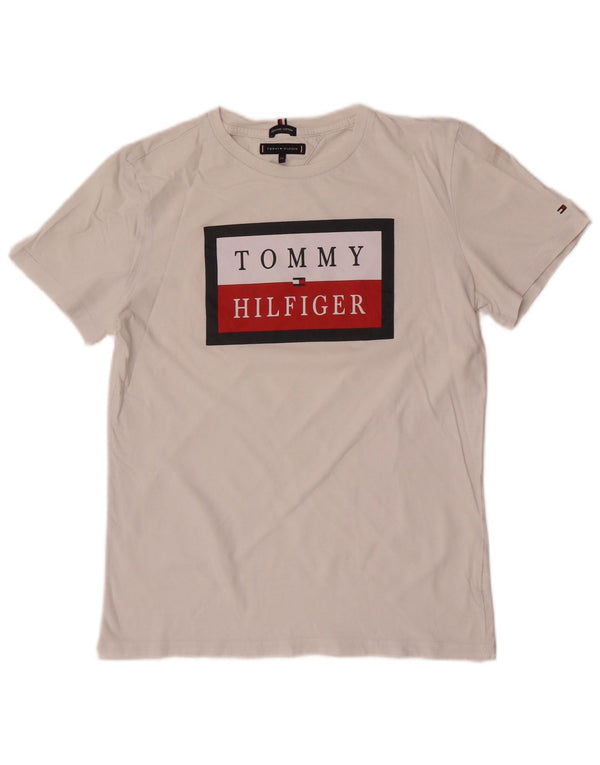Tommy Hilfiger Boys Graphic T-Shirt Top 15-16 Years White Cotton