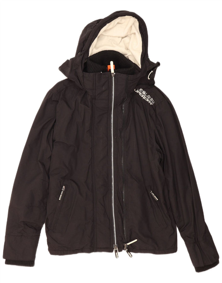 Superdry Womens The Windcheater Windbreaker Jacket UK 14 Medium Black