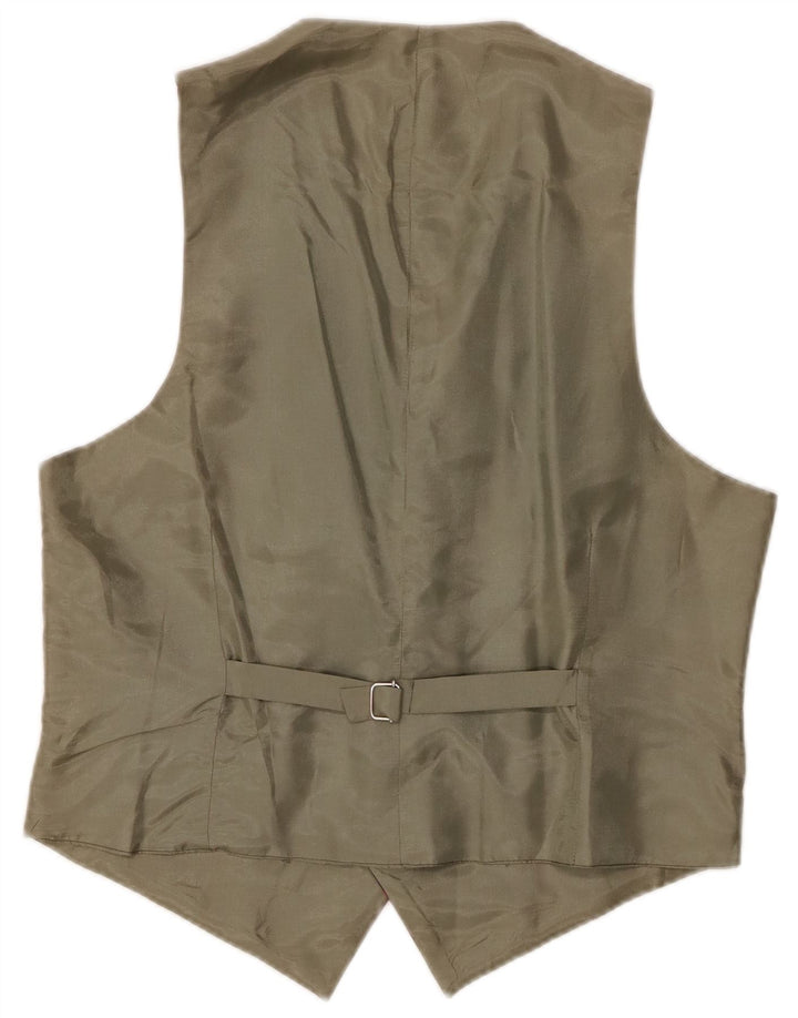 VINTAGE Mens Waistcoat Large Red Plaid Polyester