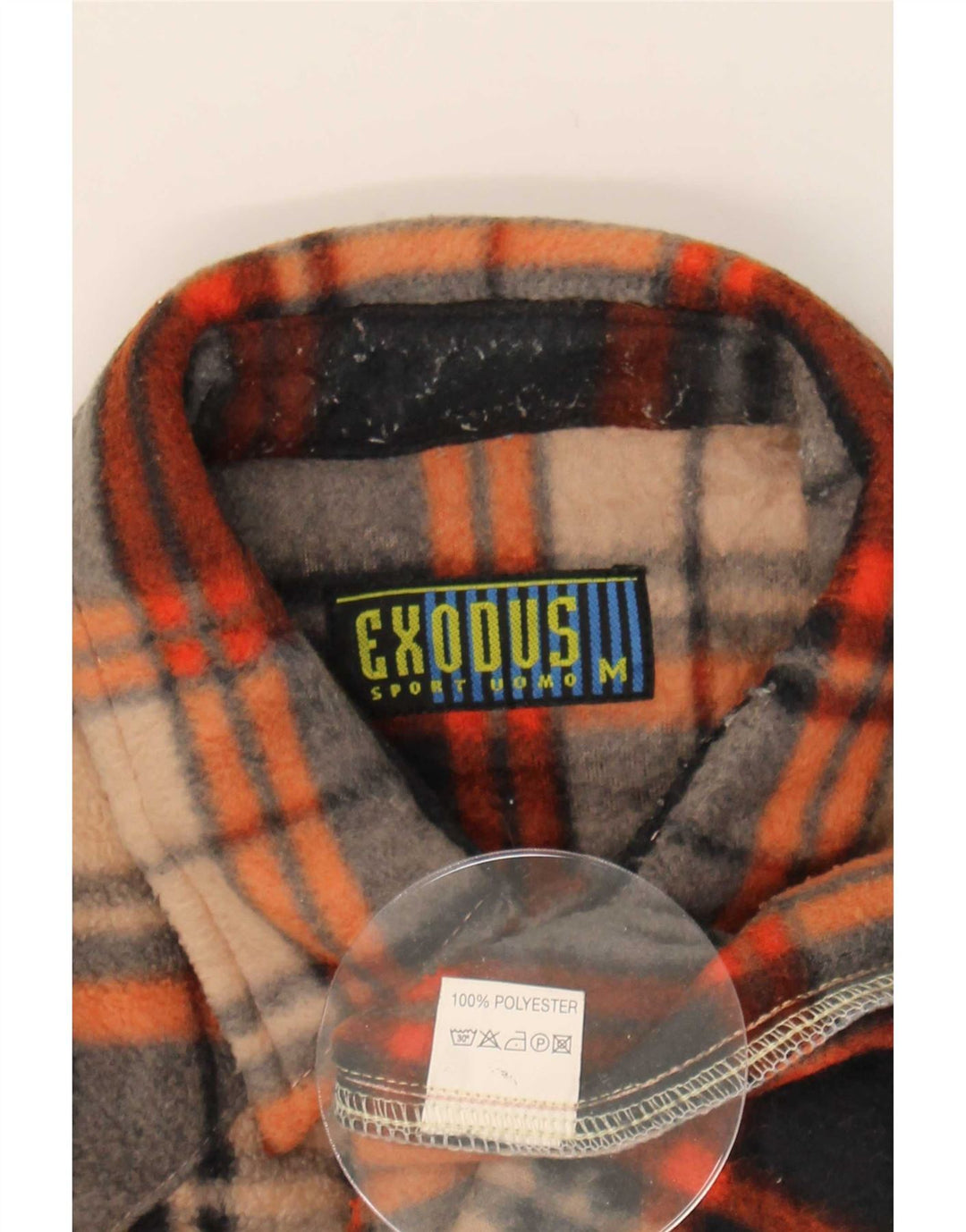 Vintage Mens Fleece Shirt Medium Brown Plaid Polyester