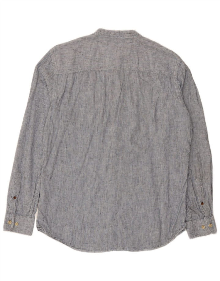 JACK & JONES Mens Shirt Medium Blue Pinstripe Cotton
