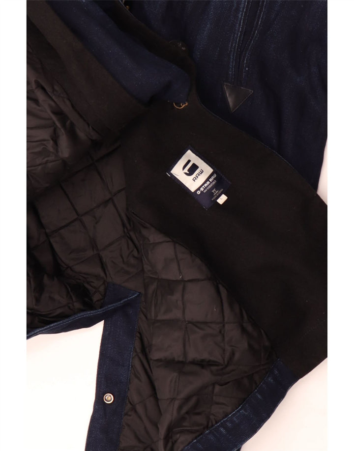 G-Star Raw Mens Double Breasted Denim Coat UK 40 Large Navy Blue Cotton