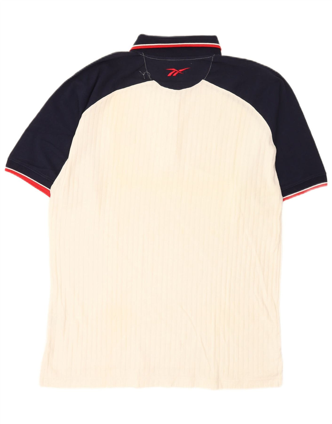 Reebok Mens Polo Shirt Medium White Colourblock Cotton