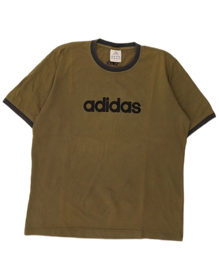 Adidas Mens Graphic T-Shirt Top Medium Khaki Cotton
