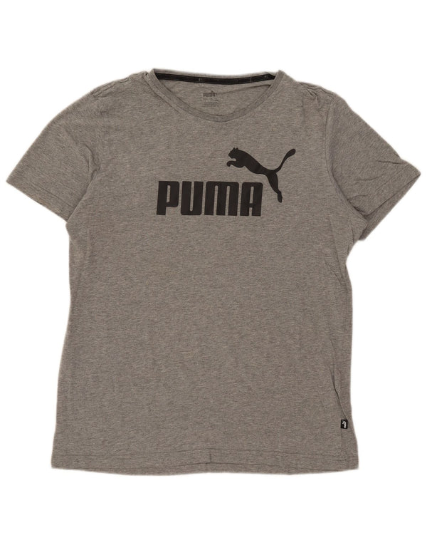 Puma Mens Graphic T-Shirt Top Large Grey Flecked Cotton