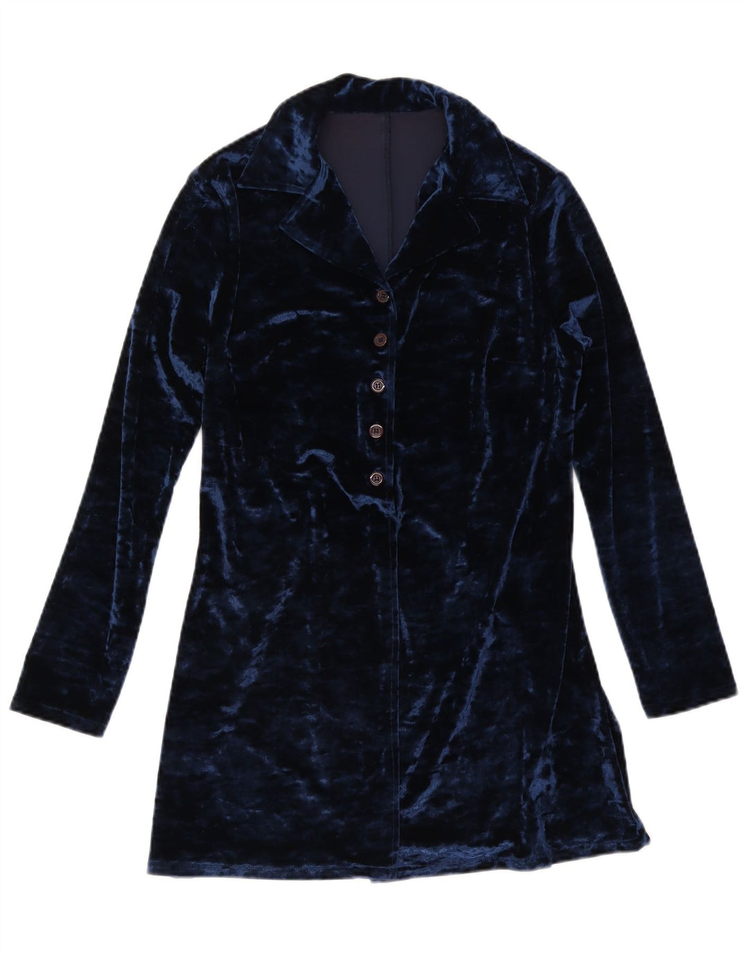 Vintage Womens Longline Shirt Blouse IT 44 Medium Navy Blue Polyester