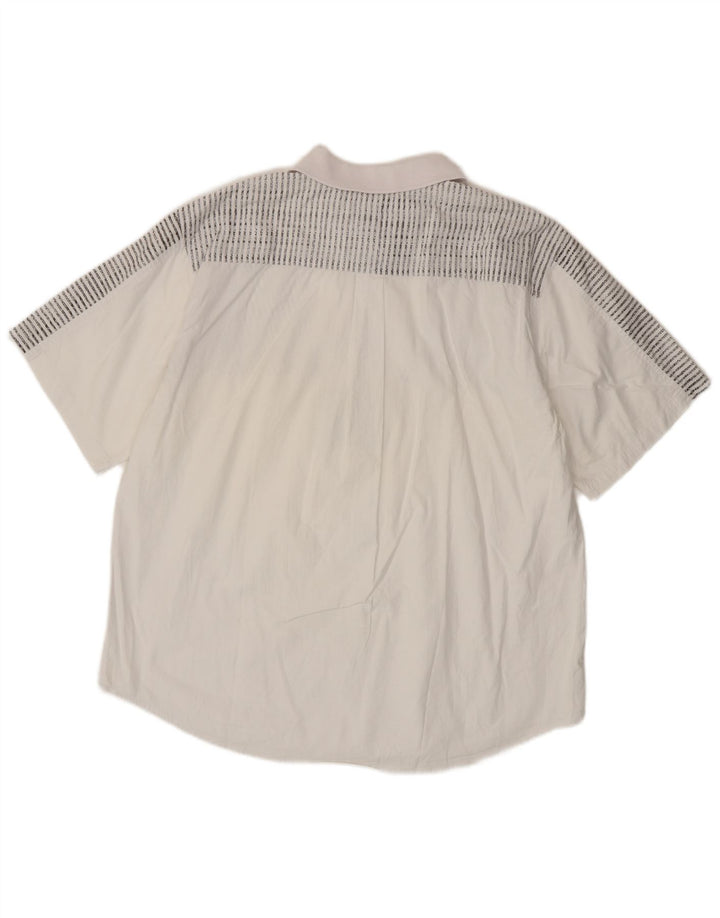 Vintage Mens Short Sleeve Pullover Shirt IT 52/54 Large White Striped