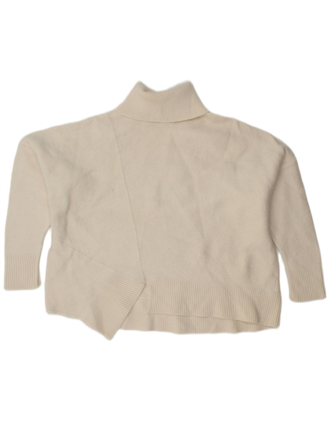 Cos Womens Oversized Roll Neck Jumper Sweater UK 14 Medium White Wool