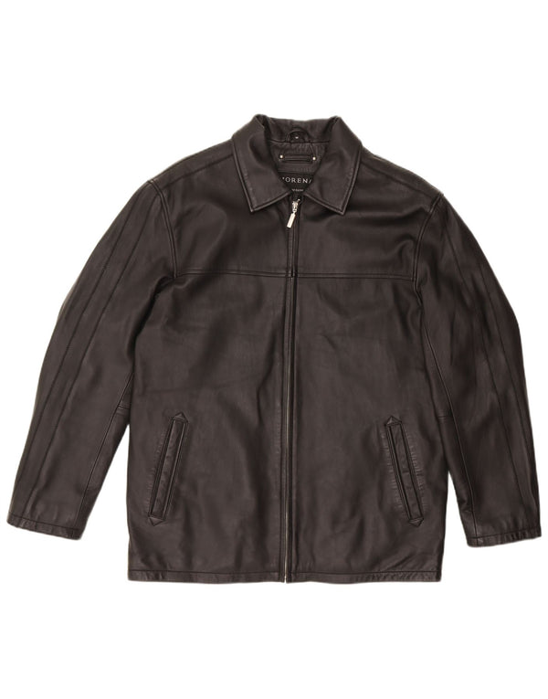 MORENA Mens Leather Jacket UK 38 Medium Black Cotton