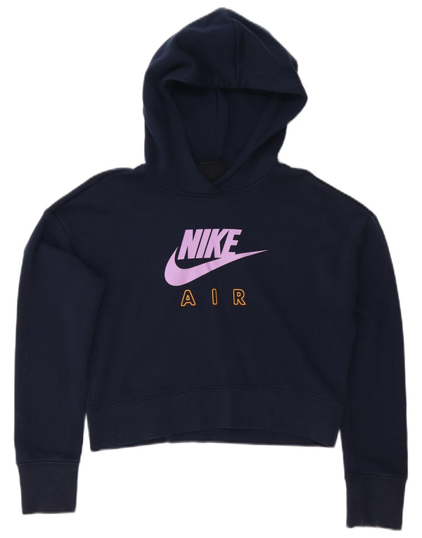NIKE Girls Crop Standard Fit Hoodie Jumper 13-14 Years XL  Navy Blue
