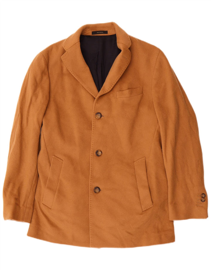 Massimo Dutti Mens 3 Button Overcoat EU 48 Medium Beige Wool