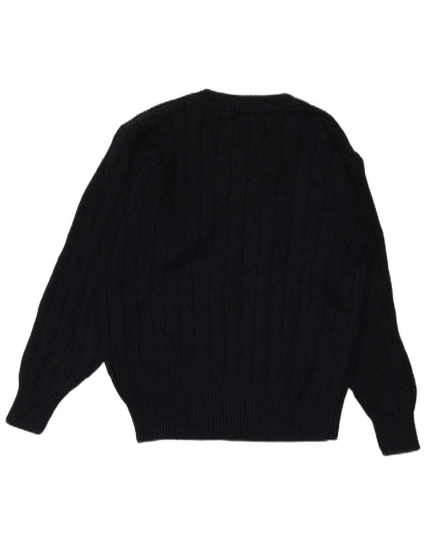 CONTE OF FLORENCE Womens V-Neck Jumper Sweater UK 10 Small Navy Blue