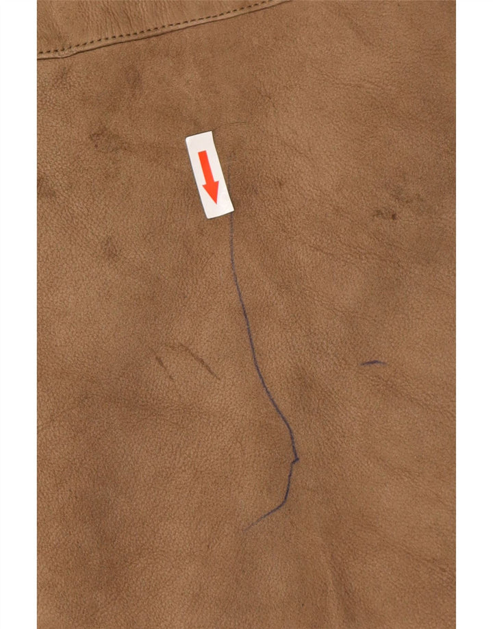 Vintage Womens Oversized Shearling Coat UK 10 Small Brown