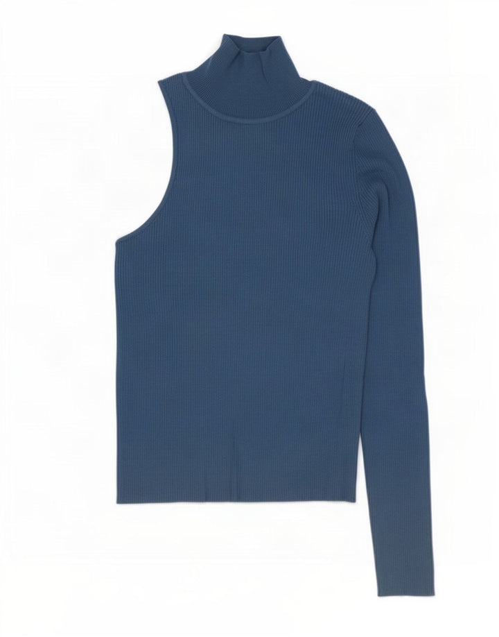 Zara Womens One Shoulder Top UK 12 Medium Blue Viscose