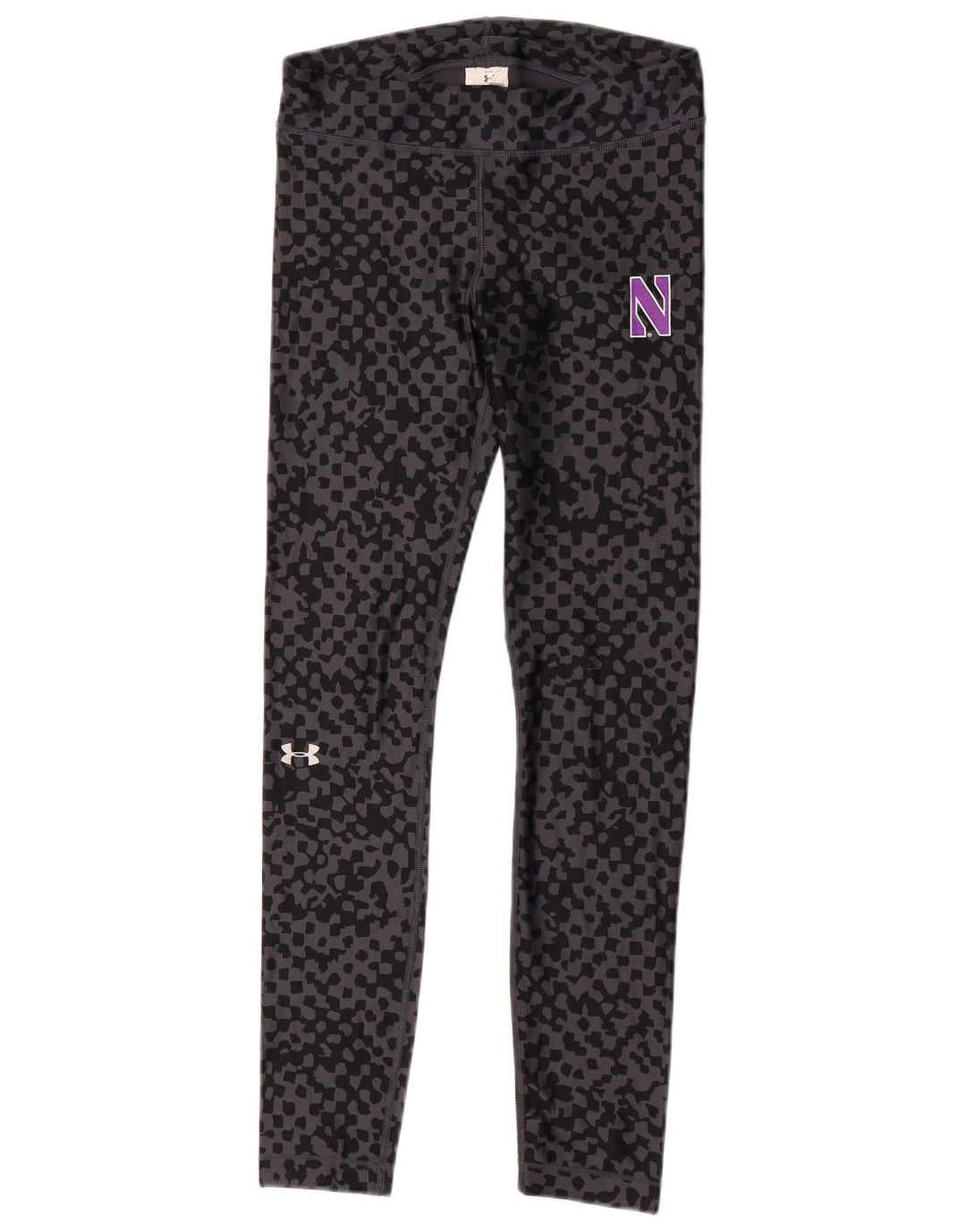 Under Armour Womens Leggings UK 12 Medium Grey Geometric Polyester