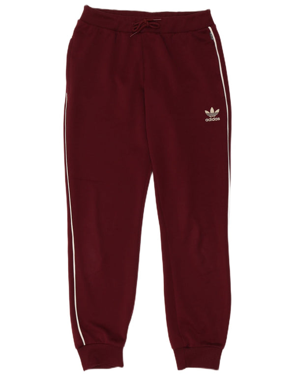 Adidas Womens Tracksuit Trousers Joggers UK 10 Small Burgundy