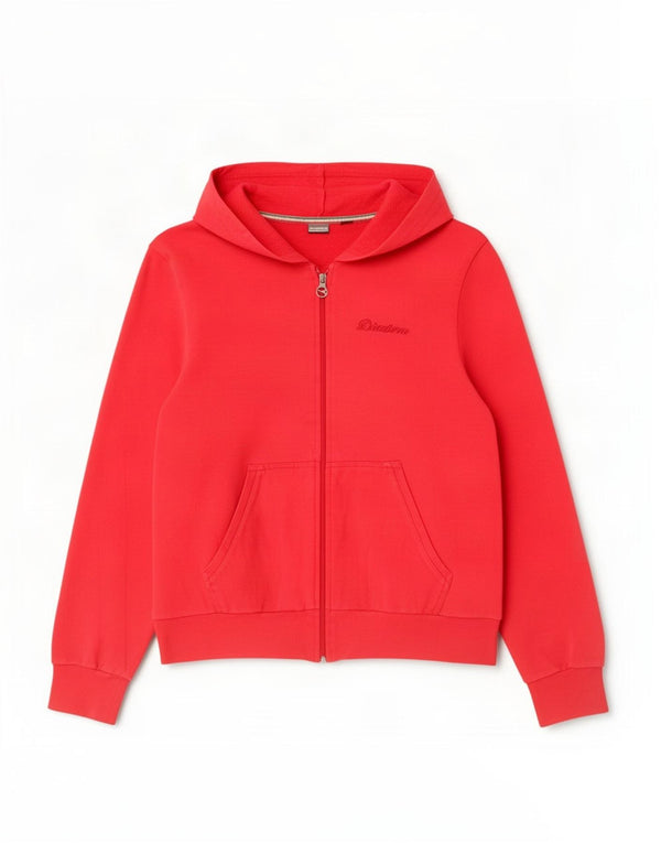 Diadora Womens Zip Hoodie Sweater UK 16 Large Red Cotton