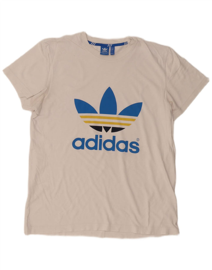 ADIDAS Mens Graphic T-Shirt Top Large White Cotton