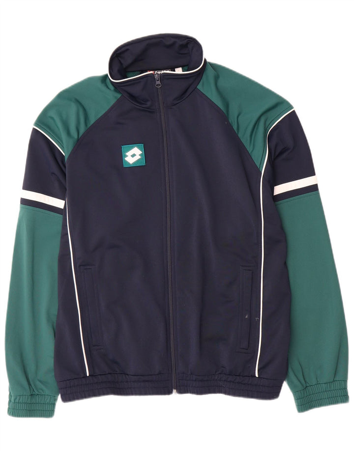Lotto Mens Tracksuit Top Jacket Small Navy Blue Colourblock Polyester