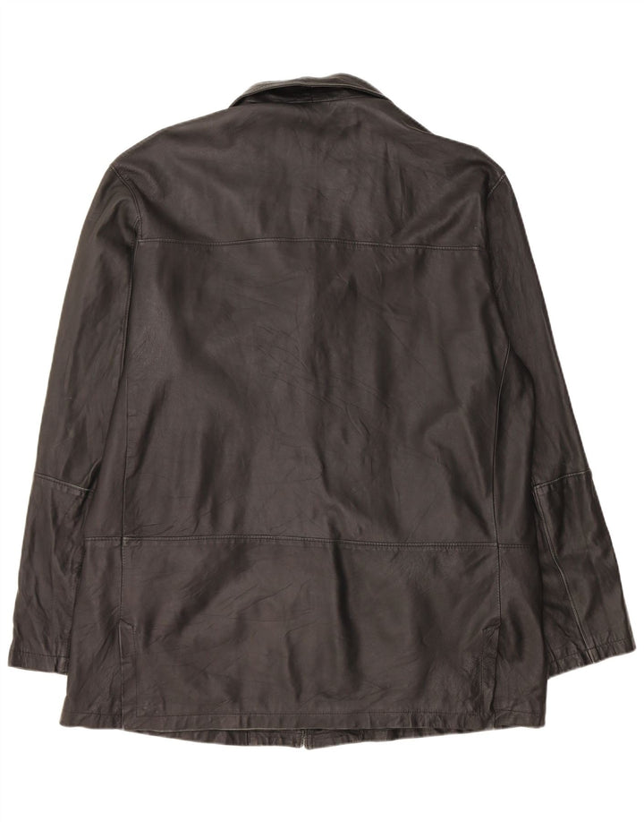 Bizzarro Mens 3 Button Blazer Jacket IT 54 2XL Black Leather